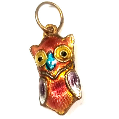 ENAMEL OWL 13X24MM RUST RED